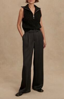 NWT Varley Bryden 2.0 Sateen Wide Leg Trousers Pant Black Medium 29.5" Inseam